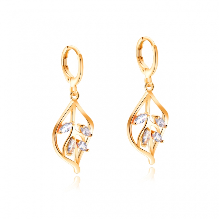 Bride jewelry Ms Copper plating Gold diamond earring Long section tassel Stud earring