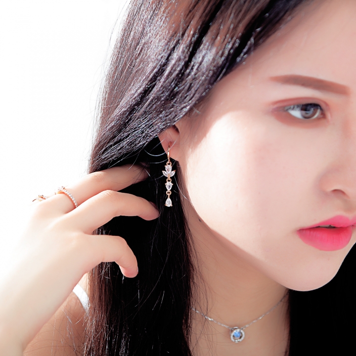Western style Ms Copper plated 18K gold accessories Wild Colorful diamond Zircon Stud earring