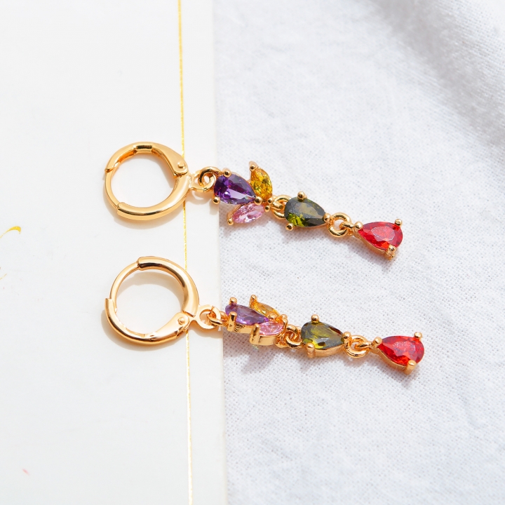 Western style Ms Copper plated 18K gold accessories Wild Colorful diamond Zircon Stud earring