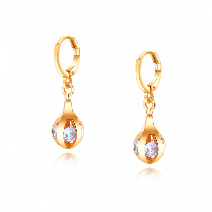 Fashion temperament atmosphere Copper plated 18K gold Zircon Simple Wild earring