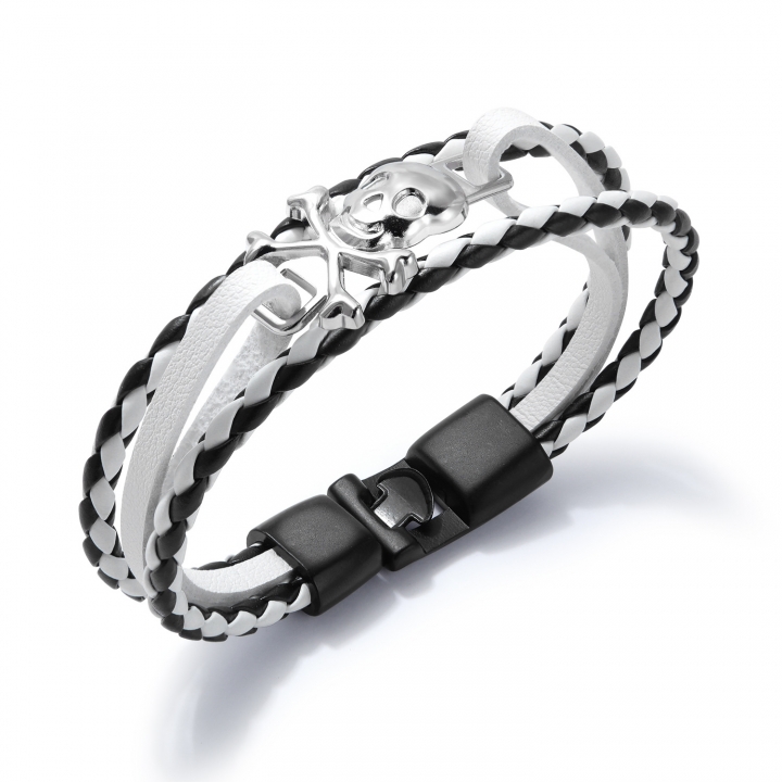 Western style Rock Multi-layer Weaving Leather bracelet Titanium steel Shantou pirate Sign wristband