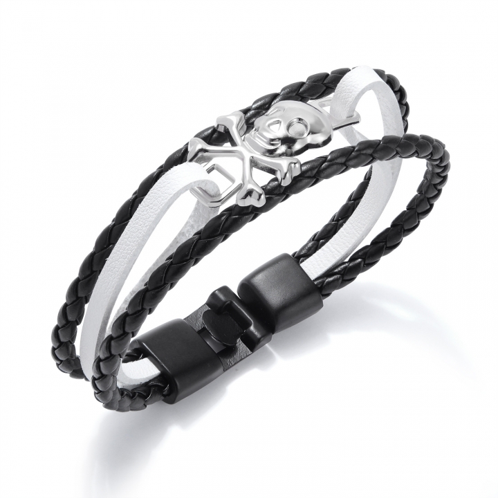 Western style Rock Multi-layer Weaving Leather bracelet Titanium steel Shantou pirate Sign wristband