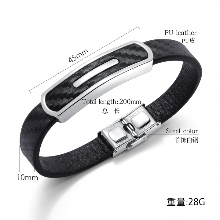 Western style Cowhide Bracelet Titanium steel Wild trend Men wristband