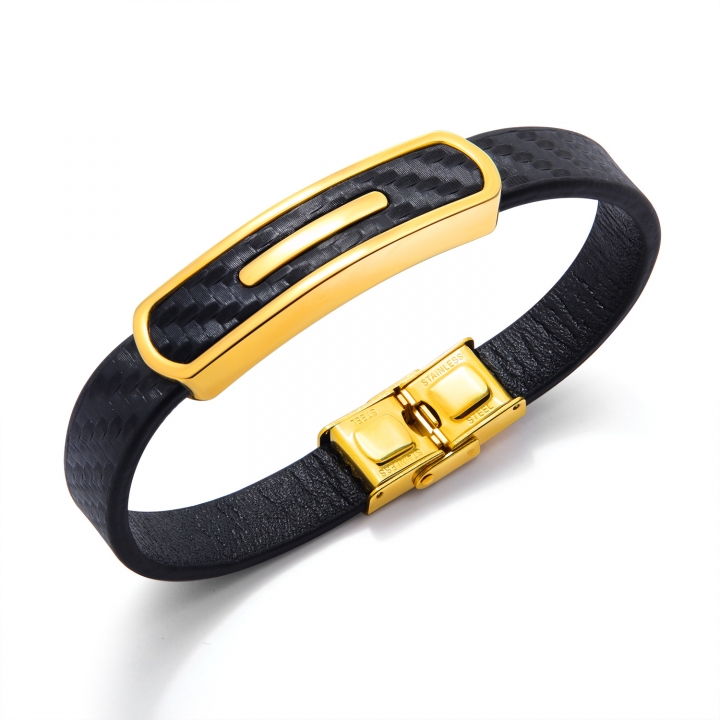Western style Cowhide Bracelet Titanium steel Wild trend Men wristband