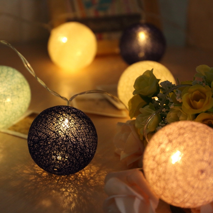 Cotton ball string Christmas Battery light festival Macaron romantic propose Decorative lights