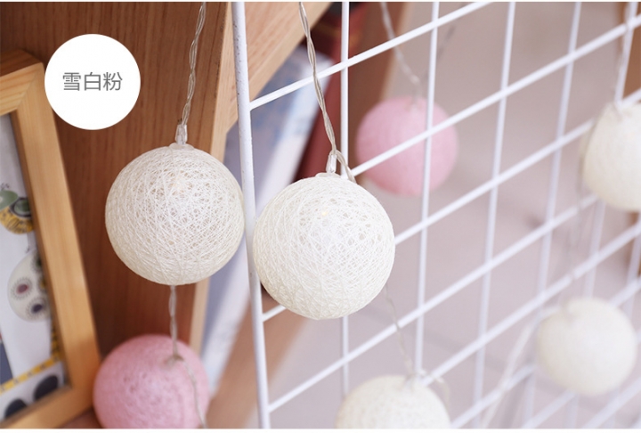 Cotton ball string Christmas Battery light festival Macaron romantic propose Decorative lights
