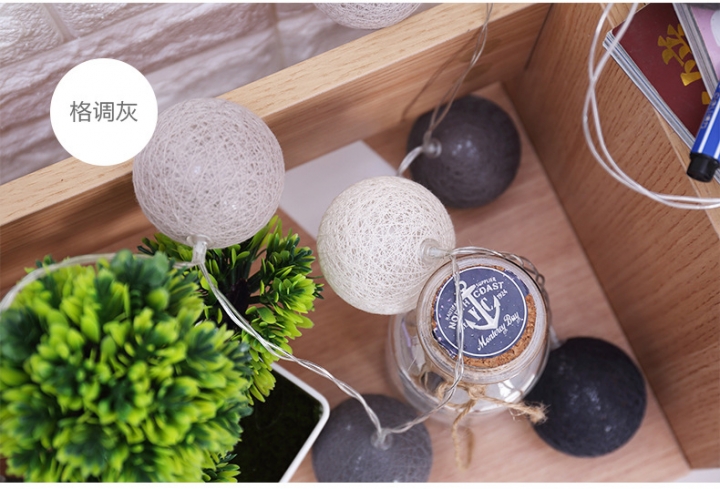 Cotton ball string Christmas Battery light festival Macaron romantic propose Decorative lights