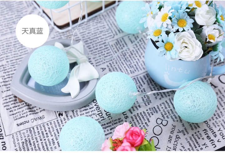 Cotton ball string Christmas Battery light festival Macaron romantic propose Decorative lights