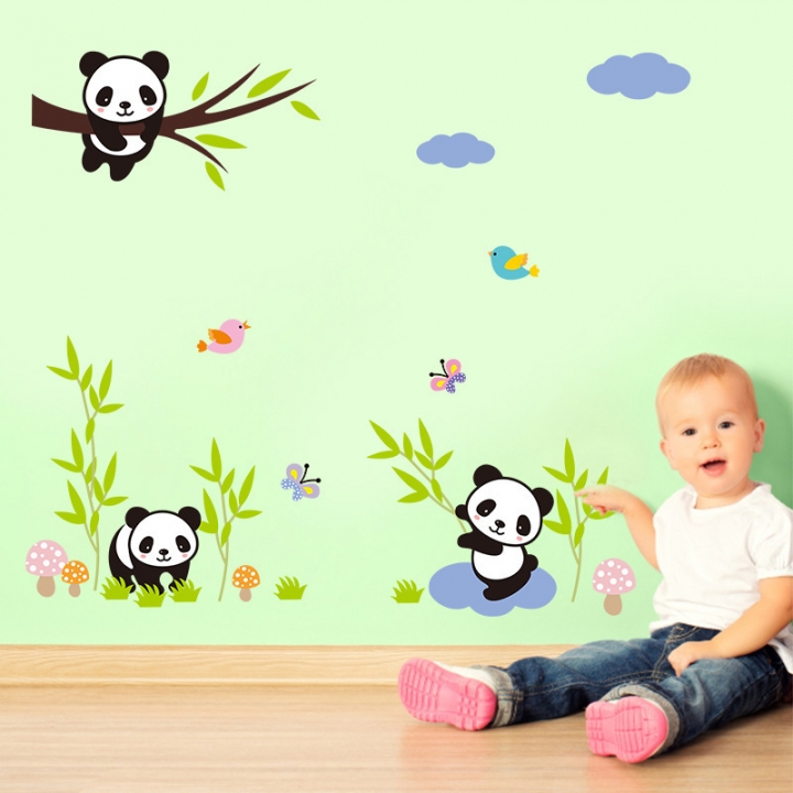 Panda Bamboo 3d Three-dimensional Wall sticker Children's room kindergarten decoration mural
