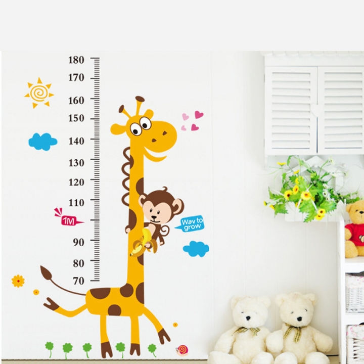 Creative Cartoon giraffe Height sticker bedroom living room background Wall Sticker