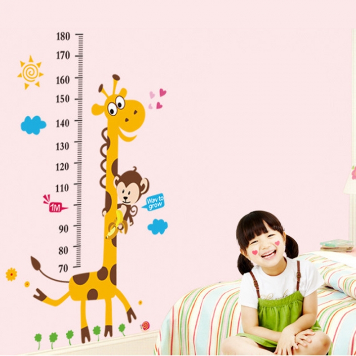 Creative Cartoon giraffe Height sticker bedroom living room background Wall Sticker