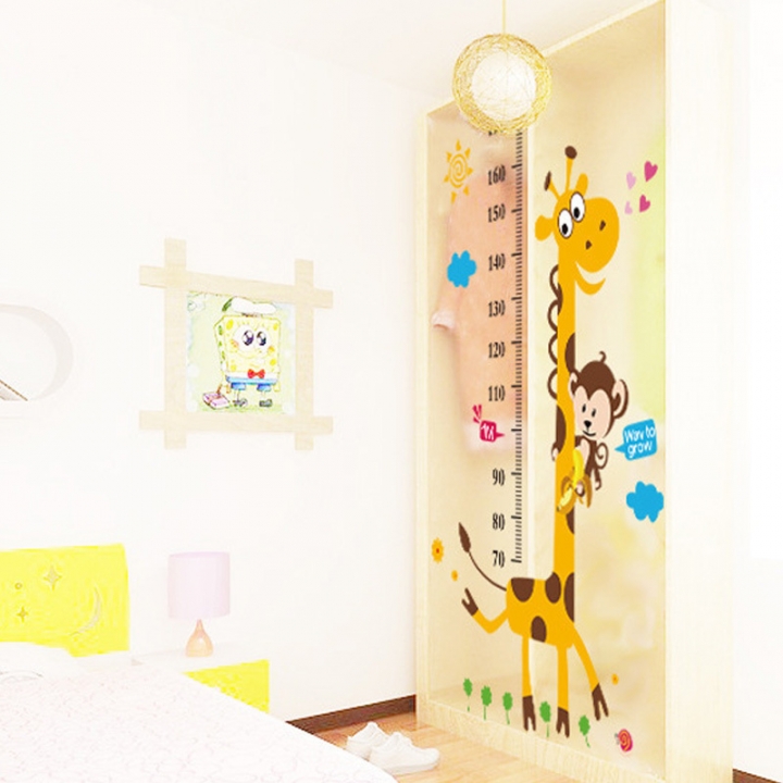 Creative Cartoon giraffe Height sticker bedroom living room background Wall Sticker