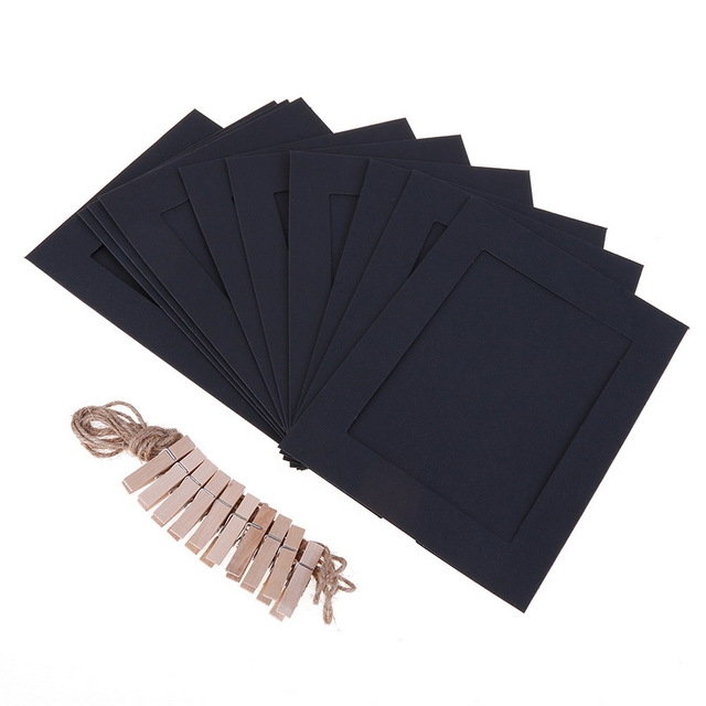DIY Kraft Paper Photo Frame 3-5 inch Hanging Wall Photos Picture Frame Kraft Paper With Clips