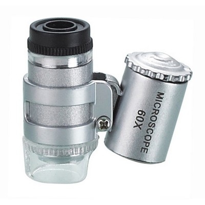 Portable With counterfeit light LED light 60 times Mini Microscope Multifunction  magnifier