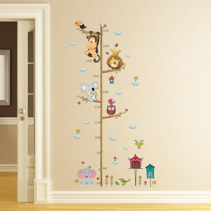 Cartoon Elephant lion zoo Height sticker Children's room decoration Wall sticker