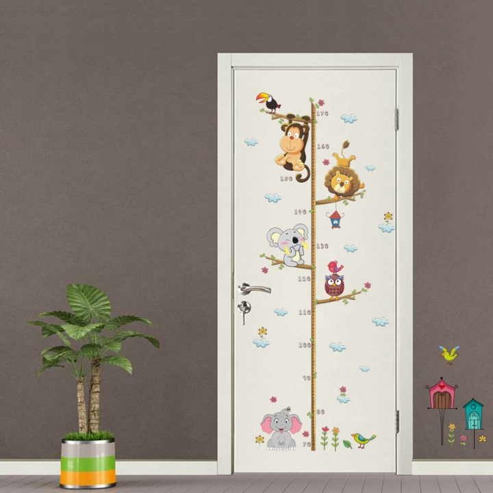 Cartoon Elephant lion zoo Height sticker Children's room decoration Wall sticker
