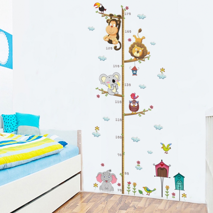 Cartoon Elephant lion zoo Height sticker Children's room decoration Wall sticker