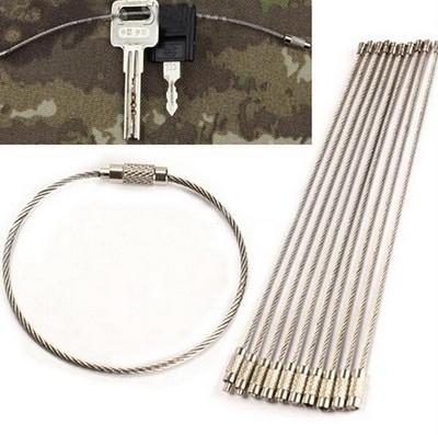 4set Wire loop stainless steel Key ring Baggage Tag rope Wire chain Keychain