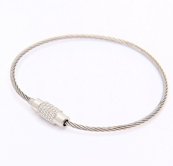 4set Wire loop stainless steel Key ring Baggage Tag rope Wire chain Keychain