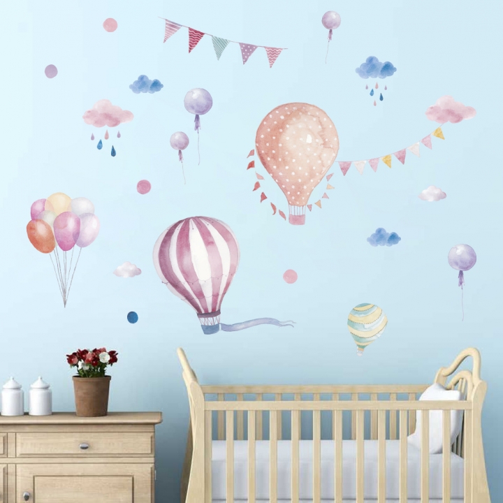Creative color hot air balloon Wall Sticker Teenage girl style decoration Sticker