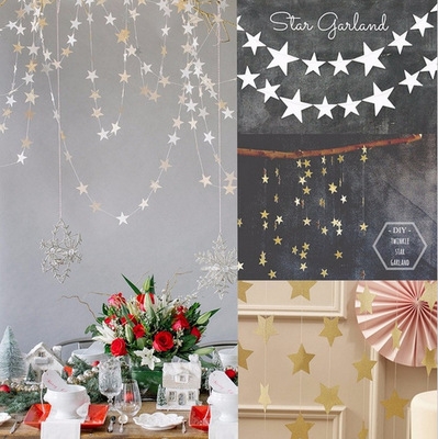 Creative Pearl light Cardboard star Hanging ornament Charm Pull flower wedding festival celebrate