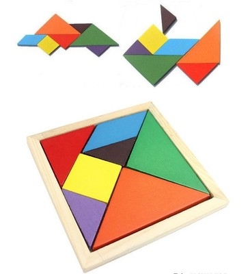 color Variety Diy intelligence Puzzle Tangram Building Blocks Wooden child Puzzle toy