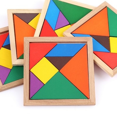 color Variety Diy intelligence Puzzle Tangram Building Blocks Wooden child Puzzle toy