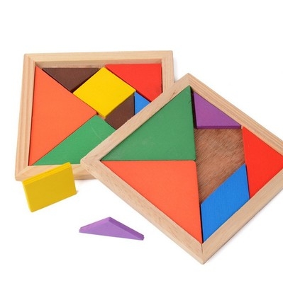 color Variety Diy intelligence Puzzle Tangram Building Blocks Wooden child Puzzle toy