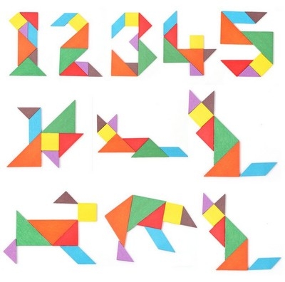 color Variety Diy intelligence Puzzle Tangram Building Blocks Wooden child Puzzle toy