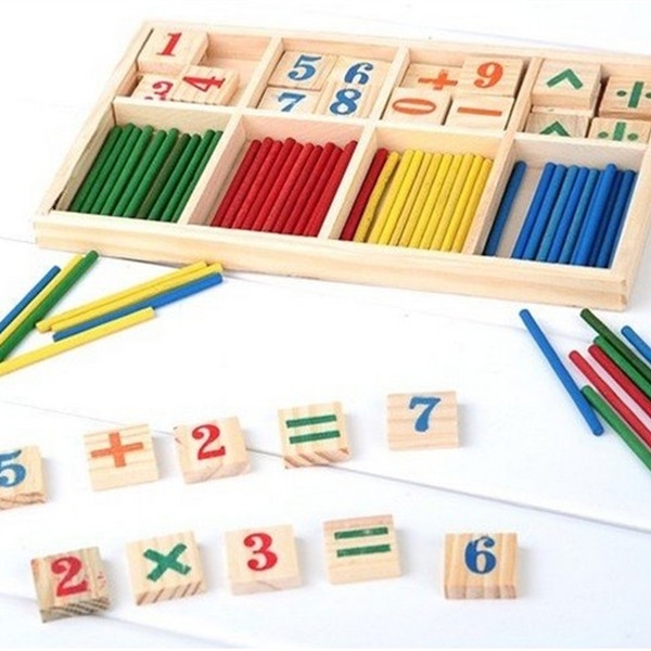 Baby Early learning Education Math Toys Wooden Counting Sticks Toys Montessori Mathematical
