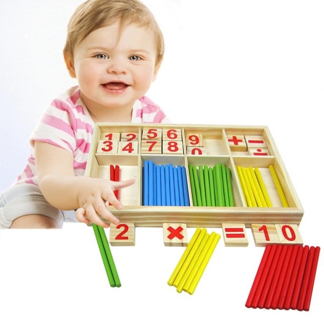 Baby Early learning Education Math Toys Wooden Counting Sticks Toys Montessori Mathematical