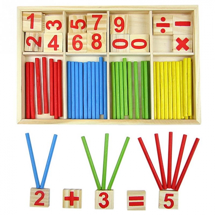 Baby Early learning Education Math Toys Wooden Counting Sticks Toys Montessori Mathematical