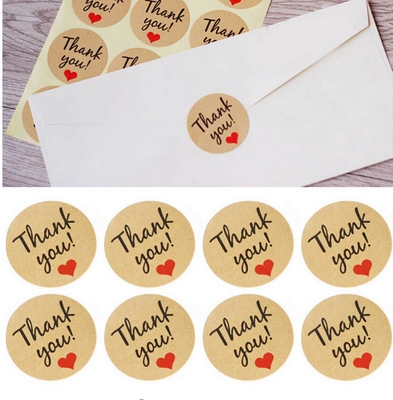 12 pieces Kraft paper Love Thank you Sticker Sealing sticker gift wedding label
