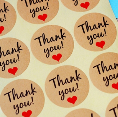 12 pieces Kraft paper Love Thank you Sticker Sealing sticker gift wedding label