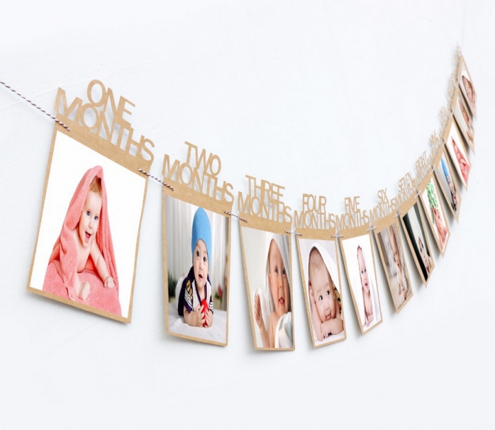 Baby Years old birthday Photo Wall Show birthday Pull flag Baby shower Venue layout