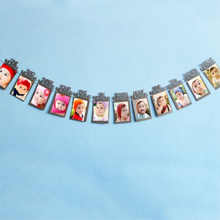 Baby Years old birthday Photo Wall Show birthday Pull flag Baby shower Venue layout