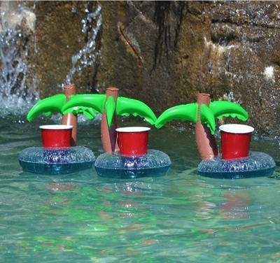 PVC Inflatable Cup holder Single hole coconut tree Cola Coaster Coconut tree Cup holder