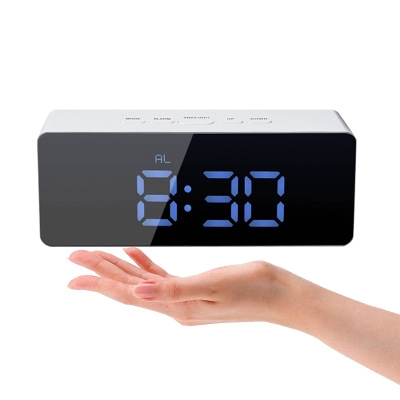 Led Alarm Clock Multi Function Noiseless LED Mirror Clock LCD Display Night Light Time Temperature  Bluetooth Accessories
