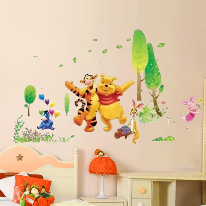 Creative large Winnie the Pooh Naughty leopard Children's room Cartoon Wall sticker