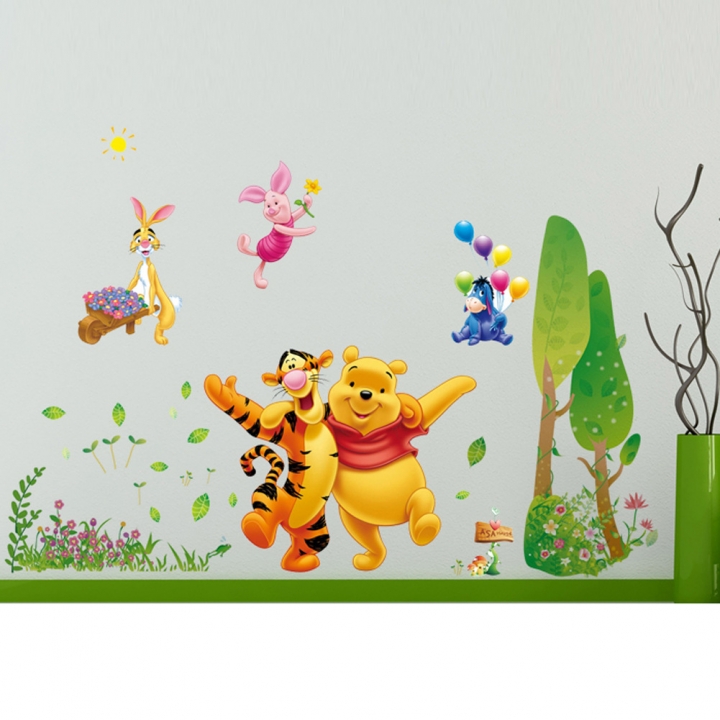 Creative large Winnie the Pooh Naughty leopard Children's room Cartoon Wall sticker
