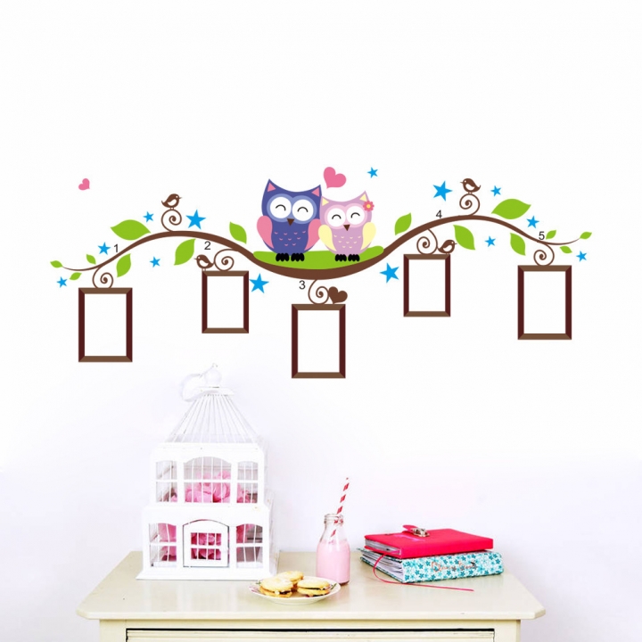 Creative owl Branch Photo frame living room bedroom waterproof Wall sticker
