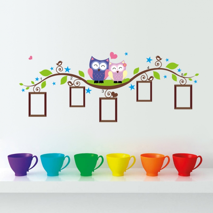 Creative owl Branch Photo frame living room bedroom waterproof Wall sticker