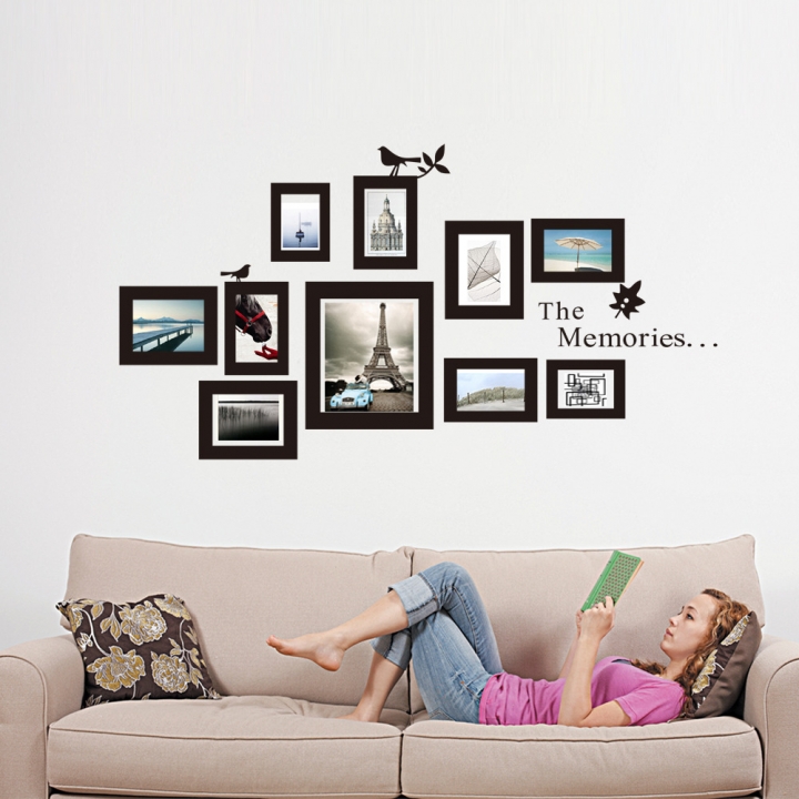 Creative bedroom sofa Background wall Photo frame bird Wall sticker