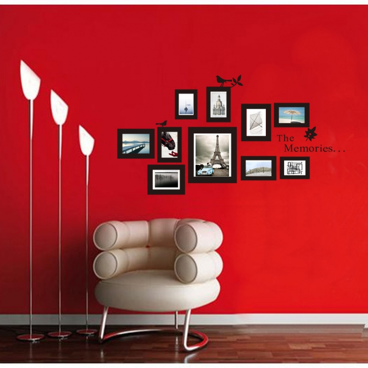 Creative bedroom sofa Background wall Photo frame bird Wall sticker