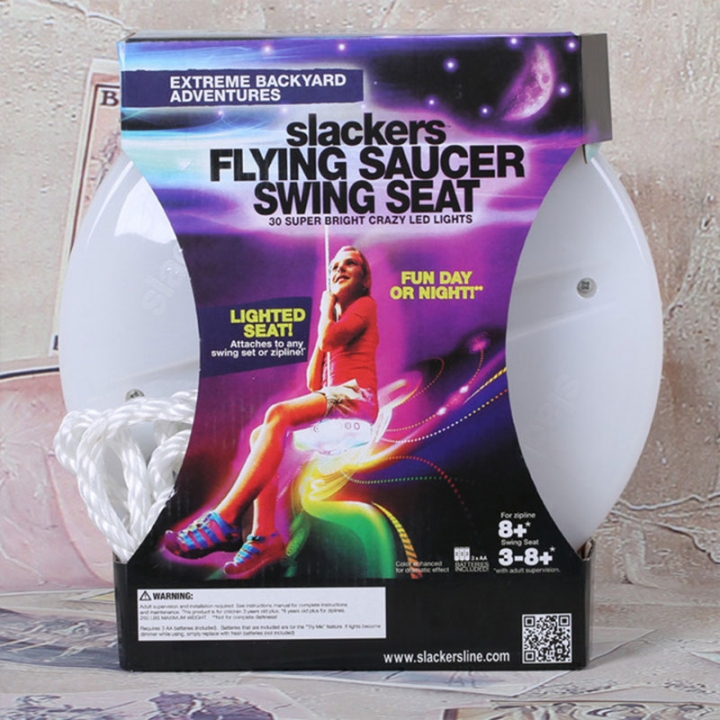 Kids Swing Seat Glowing Night Riderz Led Disc Flying Saucer Swing Set With Outdoor Toys