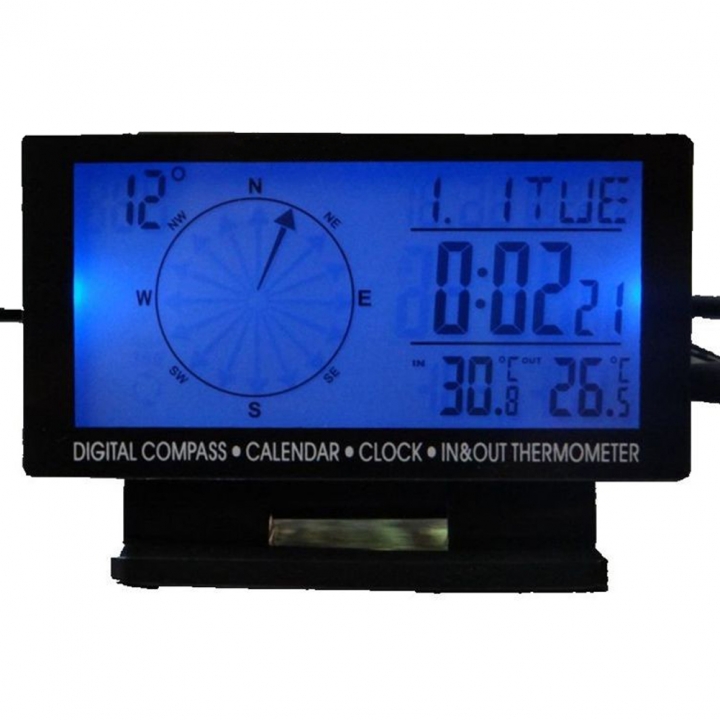 LCD Display Car Thermometer Clock Hygrometer Digital Automotive Temperature Meter Weather Forecast