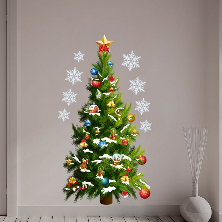 Creative Christmas new Year green Christmas tree Star wall sticker