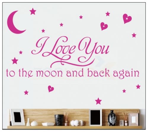 moon Love star To the moon Children's room background English motto Multicolor Wall Sticker