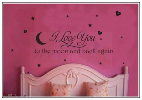 moon Love star To the moon Children's room background English motto Multicolor Wall Sticker