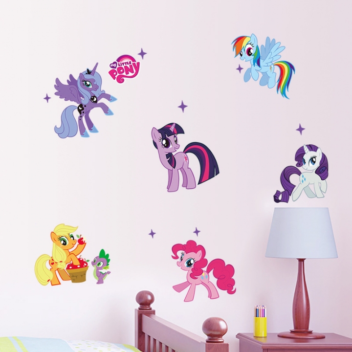 My Little Pony Children&apos;s room kindergarten Background wall Sticker pony Wall Sticker